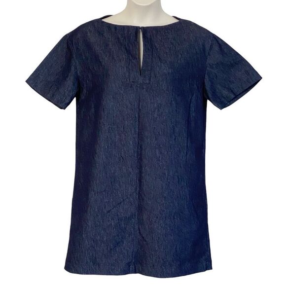 Theory Classic Jean Dark Denim Shift Mini Dress Sz 10 - Picture 7 of 16
